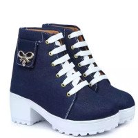 ArranQue Boot For Women New Trendy Boot For Women and Girl's Fashion Boot For Women Latest Design Boot For Women Denim Boot For Women Ankle Length Outdoor High Heel Boot For Women/Girl's/Ladies