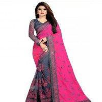half-and-half-net-pink-mirror-work-saree-with-blouse